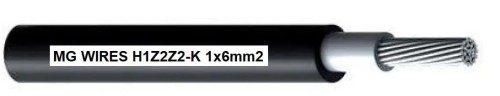 Przewód fotowoltaiczny // MG Wires // 1x6mm2, 0,6/1kV czarny H1Z2Z2-K-6mm2 BK, szpula 500m - 1666150