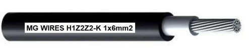 Przewód fotowoltaiczny // MG Wires // 1x6mm2, 0,6/1kV czarny H1Z2Z2-K-6mm2 BK, opakowanie 50m - 1666149