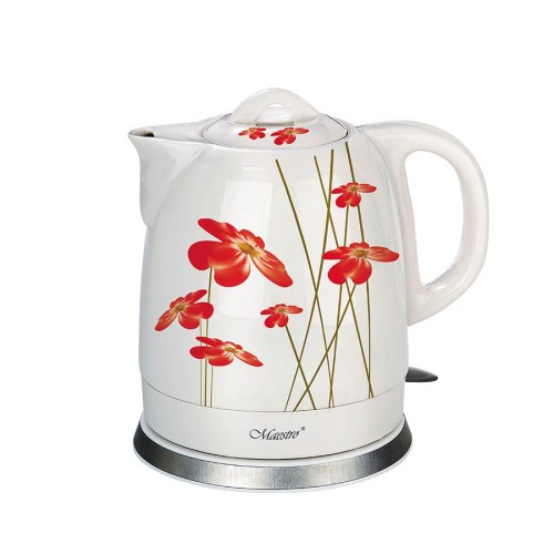 Czajnik elektryczny ceramiczny Maestro MR-066-RED Flowers 1,5l, 1200W biało-czerwony - 885958