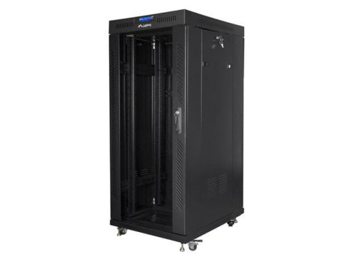 Szafa instalacyjna Rack stojąca 19" 27U 800x1200 Drzwi Szklane czarna Lanberg (flat pack) LCD - 1940030