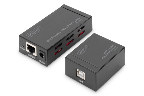 Przedłużacz/Extender HUB 4 port DIGITUS USB 2.0 po skrętce Kat. 5e/7, do 50m - 2004038