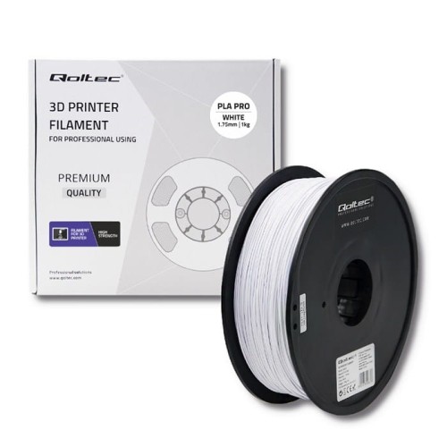 Filament Qoltec do druku 3D | PLA PRO | 1,75mm | 1kg | Cold white - 2007300