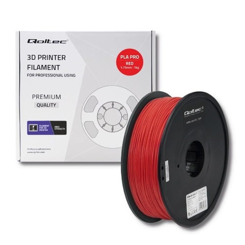 Filament Qoltec do druku 3D | PLA PRO | 1,75mm | 1kg | Red - 2007301