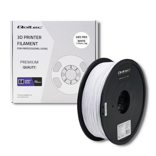 Filament Qoltec do druku 3D | ABS PRO | 1,75mm | 1kg | Cold white - 2007305