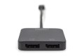 Hub/Koncentrator DIGITUS 2-portowy USB Typ C/2x DisplayPort 4K/60Hz HDR HDCP 2.2 MST - 2007382
