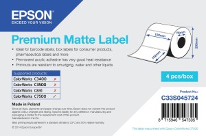 Premium Matte Label - Die-cut Roll: 102mm x 152mm, 800 labels