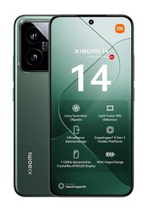 Xiaomi | 14 | Jadeitowa zieleń | 6.36 " | Wyświetlacz OLED LTPO | 1200 x 2670 pikseli | Qualcomm | Wewnętrzna pamięć RAM 12 GB | 512 GB | Dwie karty SIM | Sieć 4G | Sieć 5G | Aparat główny 50+50+50 MP