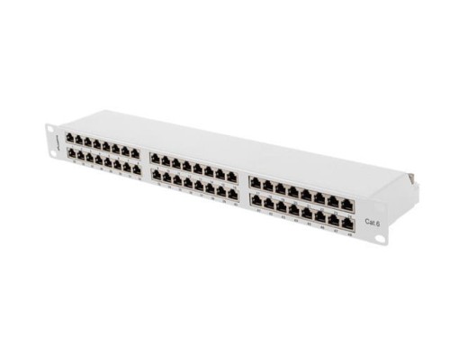 Patch panel Lanberg PPS6-1048-S 48 port 1U 19" kat.6 FTP ekranowany szary - 2035514