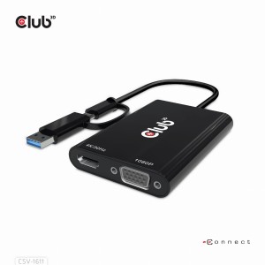 Club3D CSV-1611 USB GEN1 TYPE-C/-A TO DUAL HDMI™ (4K/30HZ) / VGA (1080/60HZ)