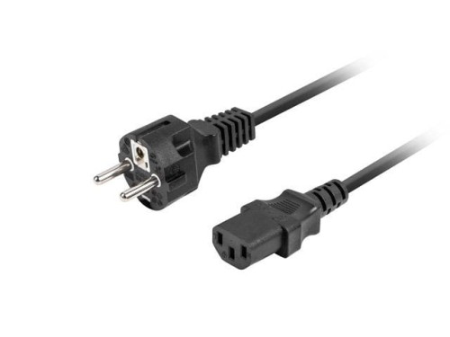 Kabel zasilający Lanberg CEE 7/7 -> IEC 320 C13 1,8m czarny prosty - 1526873