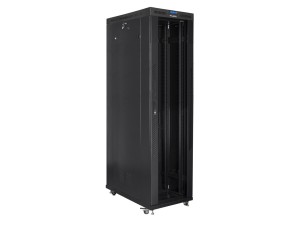 Szafa instalacyjna Rack stojąca 19" 47U 800x1200 czarna drzwi szklane LCD Lanberg (flat pack)