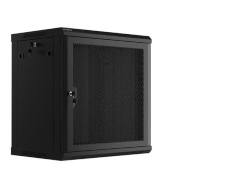 Szafa instalacyjna Rack wisząca 19" 12U 600x450 czarna drzwi perforowane Lanberg (flat pack) - 2035558