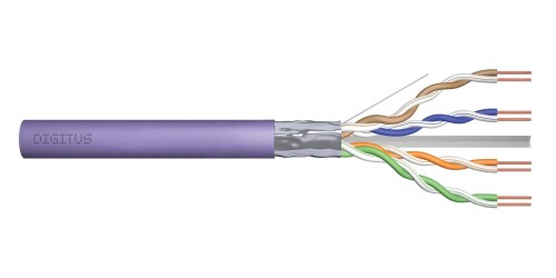 Kabel teleinformatyczny instalacyjny DIGITUS kat.6, F/UTP, Dca, drut, AWG 23/1, LSOH, 50m, fioletowy, ofoliowany - 2054435