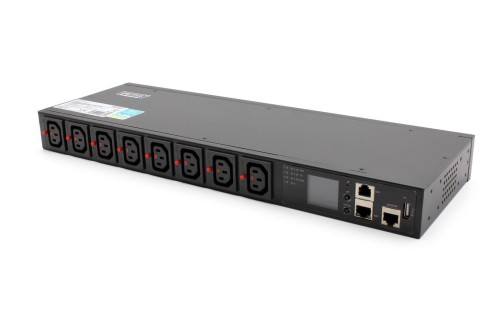 Listwa monitorująco-przełączająca DIGITUS RACK PDU 19" gniazdo zasilające IEC320 C20 16A/250V, gniazda 8x C13, 16A - 2057459