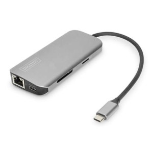 Stacja dokująca DIGITUS USB Typ C 8-portów 4K 30Hz 2x HDMI 2x USB3.0 RJ45 PD 3.0