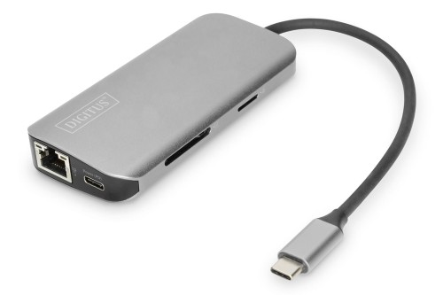 Stacja dokująca DIGITUS USB Typ C 8-portów 4K 30Hz 2x HDMI 2x USB3.0 RJ45 PD 3.0 - 1890702