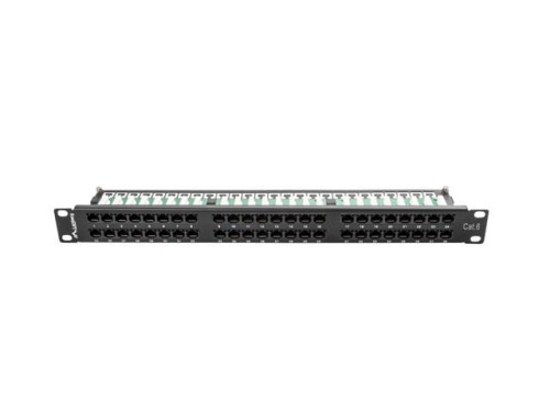 Patch panel Lanberg PPU6-1048-B 48 port 1U kat.6 czarny - 2035512