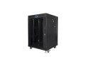 Szafa instalacyjna Rack stojąca 19" 15U 600x600 czarna drzwi szklane LCD Lanberg (flat pack) - 2035527
