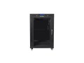Szafa instalacyjna Rack stojąca 19" 15U 600x600 czarna drzwi szklane LCD Lanberg (flat pack) - 1076971
