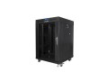 Szafa instalacyjna Rack stojąca 19" 15U 600x600 czarna drzwi szklane LCD Lanberg (flat pack) - 2067602