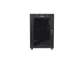 Szafa instalacyjna Rack stojąca 19" 15U 600x600 czarna drzwi szklane LCD Lanberg (flat pack) - 2067603
