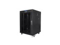 Szafa instalacyjna Rack stojąca 19" 15U 600x600 czarna drzwi szklane LCD Lanberg (flat pack) - 1076974