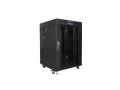 Szafa instalacyjna Rack stojąca 19" 15U 600x600 czarna drzwi szklane LCD Lanberg (flat pack) - 1076972