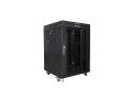Szafa instalacyjna Rack stojąca 19" 15U 600x600 czarna drzwi szklane LCD Lanberg (flat pack) - 2067604