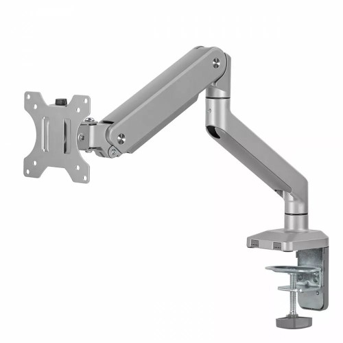 Uchwyt do monitora Ergo Office ER-447 aluminiowy, ze sprężyną gazową, podwójne ramię, VESA 75x75/100x100, 17"-32" 10 kg srebrny - 2069635