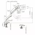 Uchwyt do monitora Ergo Office ER-447 aluminiowy, ze sprężyną gazową, podwójne ramię, VESA 75x75/100x100, 17"-32" 10 kg srebrny - 1802931