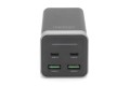 Ładowarka sieciowa DIGITUS uniwersalna zasilacz GaN 4 porty 2x USB-C 2x USB-A PD 3.0 65W czarna - 1956412