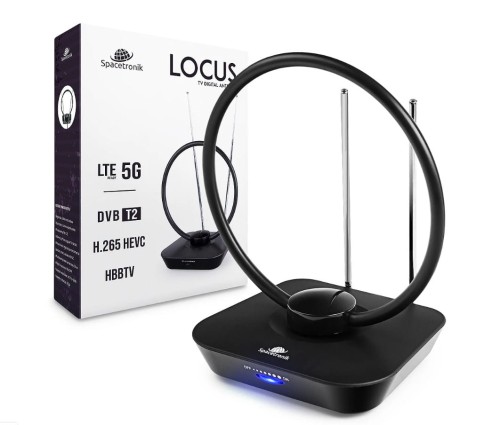 Antena pokojowa DVB-T2 Spacetronik Locus TV zasilacz 45dB - 2068877