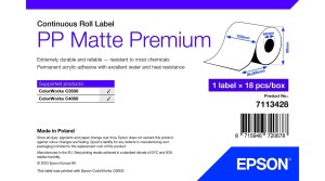 PP MATTE LABEL PREMIUM/CONTINUOUS ROLL 102MM X 29M