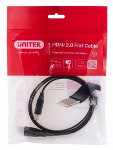 Kabel HDMI Unitek C11063BK-1M High Speed 2.0, 4K 60Hz, płaski, 1m