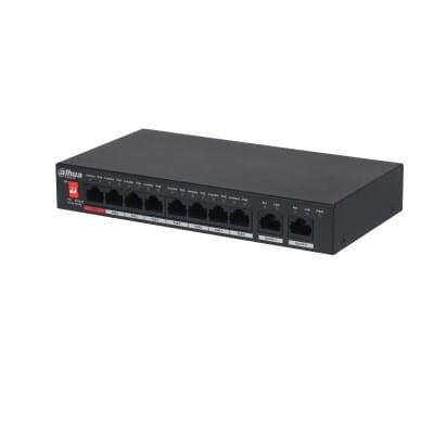 Switch niezarządzalny Dahua PFS3010-8ET-96-V2 8 portowy 8xPoE 10/100 2xUplink Gigabit - 1968163