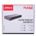 Switch niezarządzalny Dahua PFS3010-8ET-96-V2 8 portowy 8xPoE 10/100 2xUplink Gigabit - 1042874