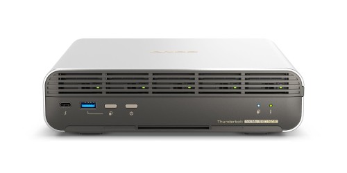 Qnap TBS-h574TX-i3-12G, Compact, 5 x E1.S up to 15mm ( or 5 x M.2 2280 PCIe w/ QDA-E1SM ), Intel Core i3-1320PE 8C/12T, onboard 12GB DDR4 (not expandable), 1 x 10GbE + 1 x 2.5GbE, External adapter (PS - 2059917