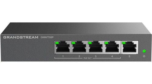 Grandstream GWN 7700P 5xGbE, 4xPOE, niezarządzalny switch - 2078170