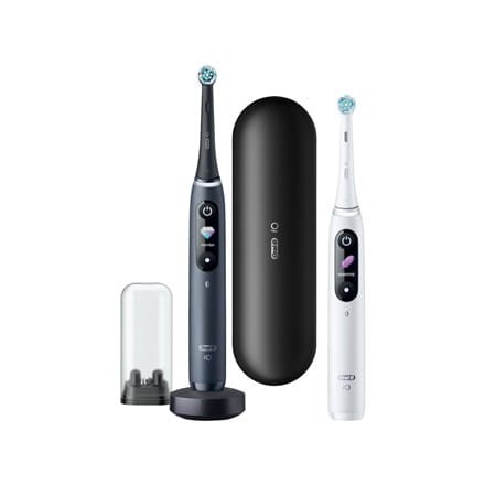 Elektryczna szczoteczka do zębów Oral-B iO8 Series Duo Dla dorosłych Akumulator Czarny Onyks/Biały Liczba główek szczoteczki w zestawie 2 Liczba trybów szczotkowania zębów 6 - 2049978
