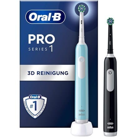 Oral-B | Elektryczna szczoteczka do zębów, zestaw Duo | Profesjonalna seria 1 | Akumulator | Dla dorosłych | Liczba główek szczoteczki w zestawie: 2 | Liczba trybów szczotkowania zębów 3 | Niebieski/ - 2050019