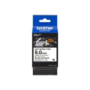 Rurka termokurczliwa Brother P-Touch HSE-221E 9mm x 1.5m (HSE221E) - biała, czarny nadruk