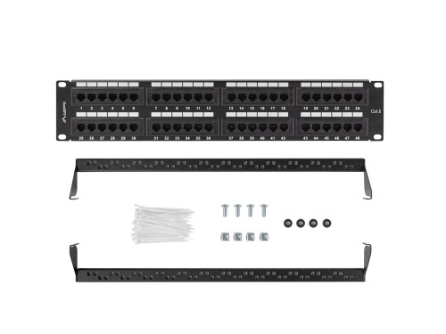 Patch panel Lanberg PPU6-2048-B 48 port 2U 19" kat.6 czarny - 2035482