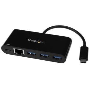 USB-C ADAPTER TO ETHERNET/W/3PORT USB 3.0 HUB + PS