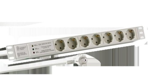 19 INCH 1U SOCKET 7 PORT ALU GR/7 X CEE 7/3 WITH SURGE PROTECT - 2083739