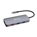 Hub USB Verbatim Multi Port CMH-09: 2xUSB-C 3.1, 1xUSB-A 3.1, 2xUSB-A 3.0, HDMI, RJ-45, SD/microSD - 1798260