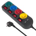 Listwa zasilająca Maclean, przedłużacz 4 gniazda + 2xUSB, z włącznikami, 250VAC/10A, 2.1A 5V, 1.5m, czarna, MCE229 B - 2092521
