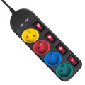 Listwa zasilająca Maclean, przedłużacz 4 gniazda + 2xUSB, z włącznikami, 250VAC/10A, 2.1A 5V, 1.5m, czarna, MCE229 B - 2092519