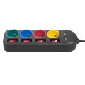 Listwa zasilająca Maclean, przedłużacz 4 gniazda + 2xUSB, z włącznikami, 250VAC/10A, 2.1A 5V, 1.5m, czarna, MCE229 B - 2092520