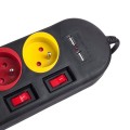 Listwa zasilająca Maclean, przedłużacz 4 gniazda + 2xUSB, z włącznikami, 250VAC/10A, 2.1A 5V, 1.5m, czarna, MCE229 B - 2092522