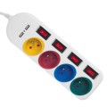 Listwa zasilająca Maclean, przedłużacz 4 gniazda + 2xUSB, z włącznikami, 250VAC/10A, 2.1A 5V, 1.5m, biała, MCE229 W - 2092542